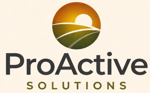 ProActive Solutions logo with sunrise illustration.